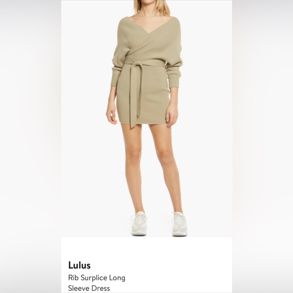 Lulu's Safe Green Knit Mini Dress